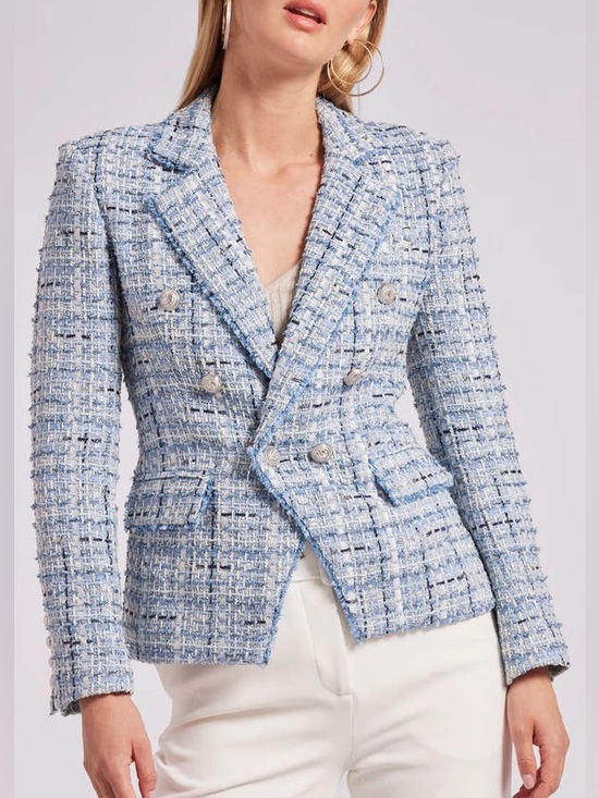 Generation Love Jackets & Blazers - Generation Love Eliza Tweed Blazer Blue Silver Double Breasted Sz S